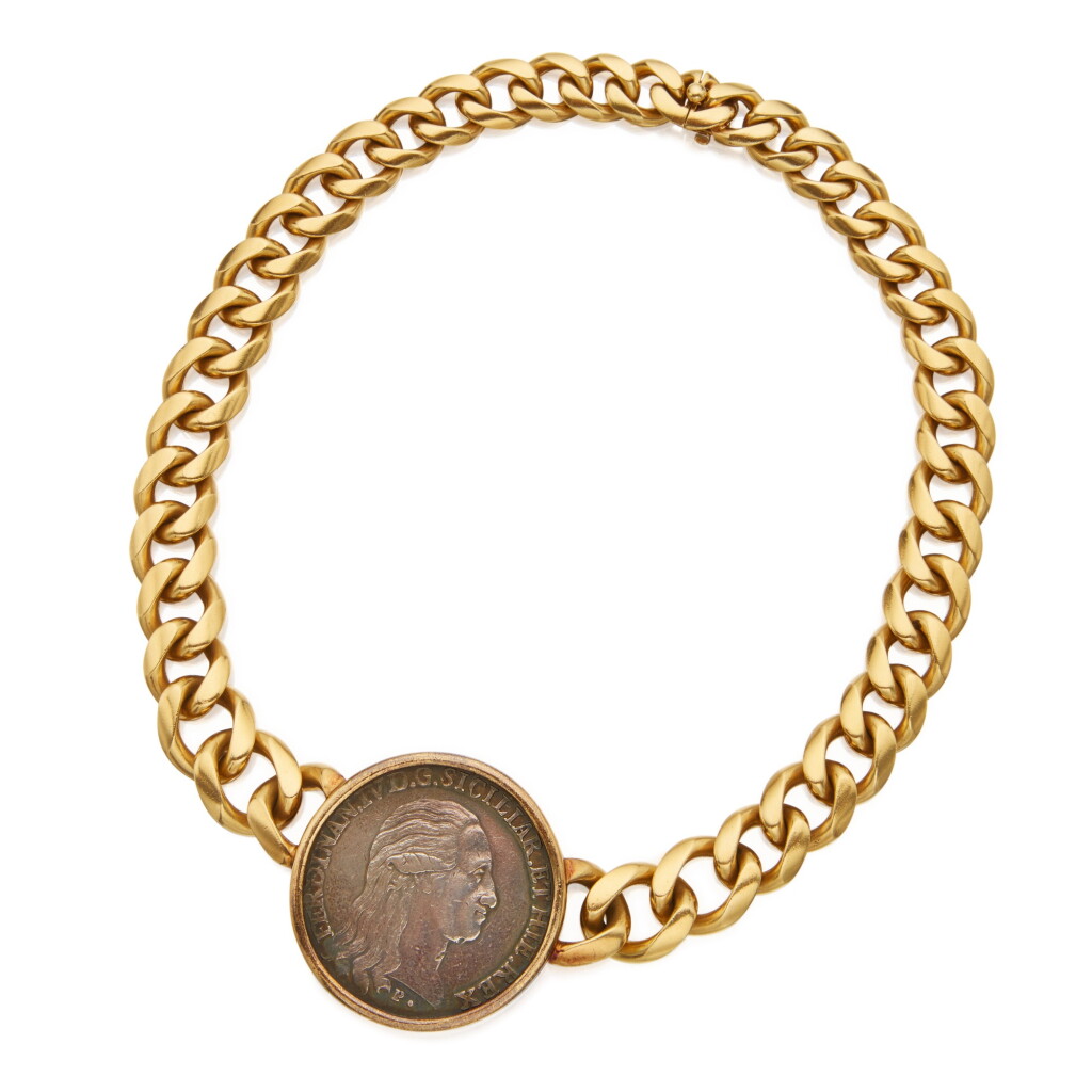View full screen - View 1 of Lot 487. Bulgari | Gold and Antique Coin 'Monete' Necklace.