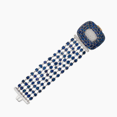 View full screen - View 1 of Lot 1785. Sapphire and Diamond Bracelet | de Grisogono | 藍寶石 配 鑽石 手鏈.