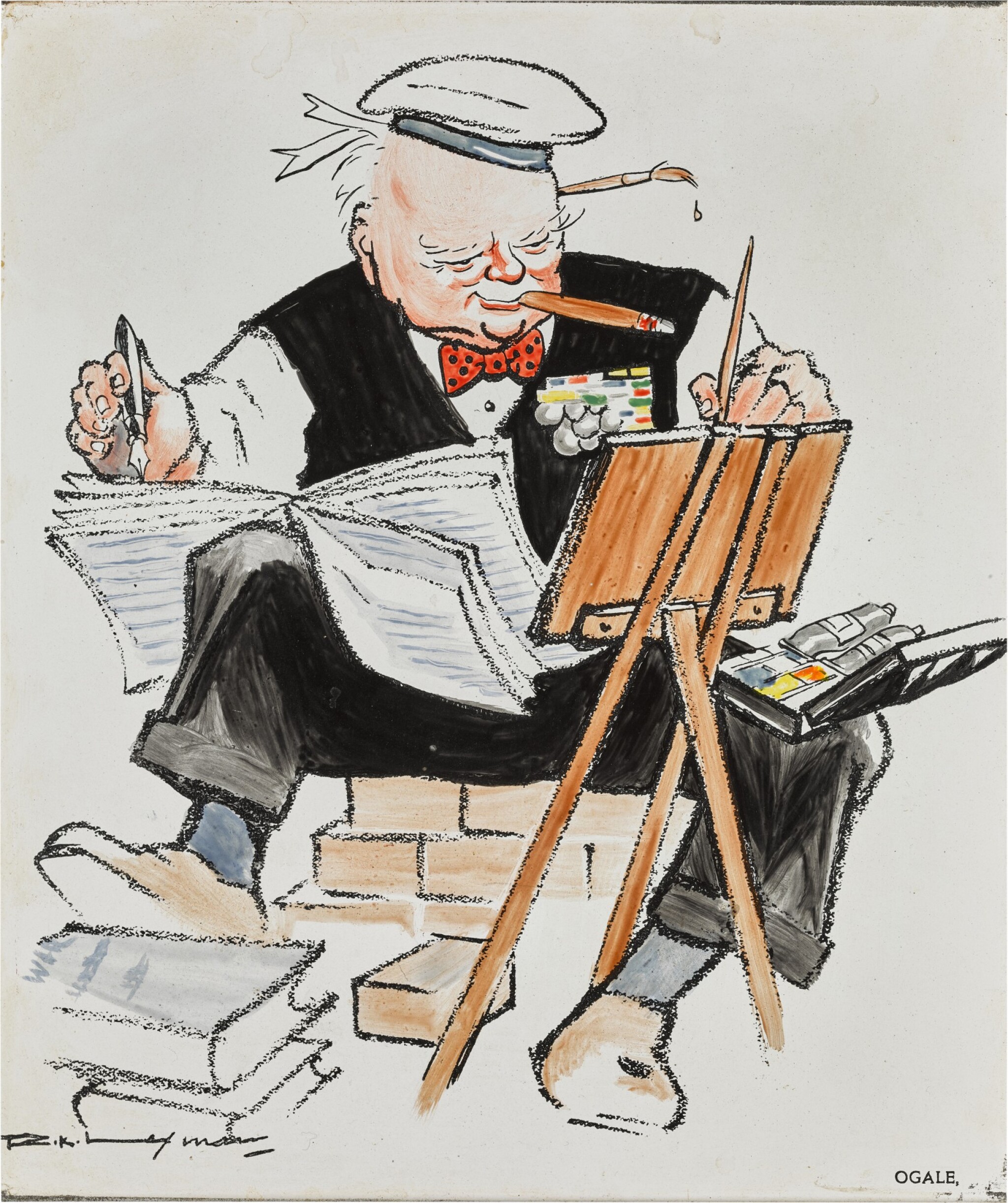After RK Laxman - Untitled (Winston Churchill)