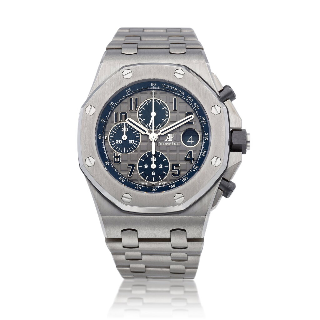 View full screen - View 1 of Lot 8041. Royal Oak Offshore QE II Cup 2018, Reference 26474TI.OO.1000TI.01 | A limited edition titanium chronograph bracelet watch with date, Circa 2018 | 愛彼 | 皇家橡樹離岸型系列 QE II Cup 2018 型號26474TI.OO.1000TI.01 | 限量版鈦金屬計時鏈帶腕錶,備日期顯示,約2018年製.