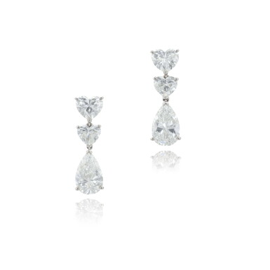 View full screen - View 1 of Lot 710. Pair of diamond earrings.
