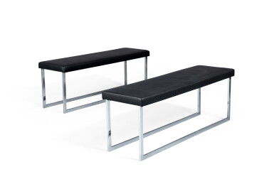 View full screen - View 1 of Lot 2018. XXth century work, Pair of benches, circa 2000 | Travail du XXe siècle, Paire de banquettes, vers 2000.