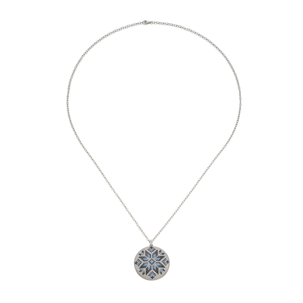 View full screen - View 1 of Lot 991. Sapphire, topaz and diamond pendant necklace, Oberig.