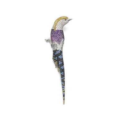 View full screen - View 1 of Lot 162. TTF | Broche pierres de couleurs et diamants | Gem-set and diamond brooch.