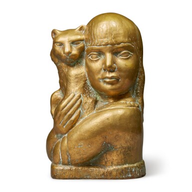 View full screen - View 1 of Lot 131. WILLIAM ZORACH | CHILD WITH CAT.