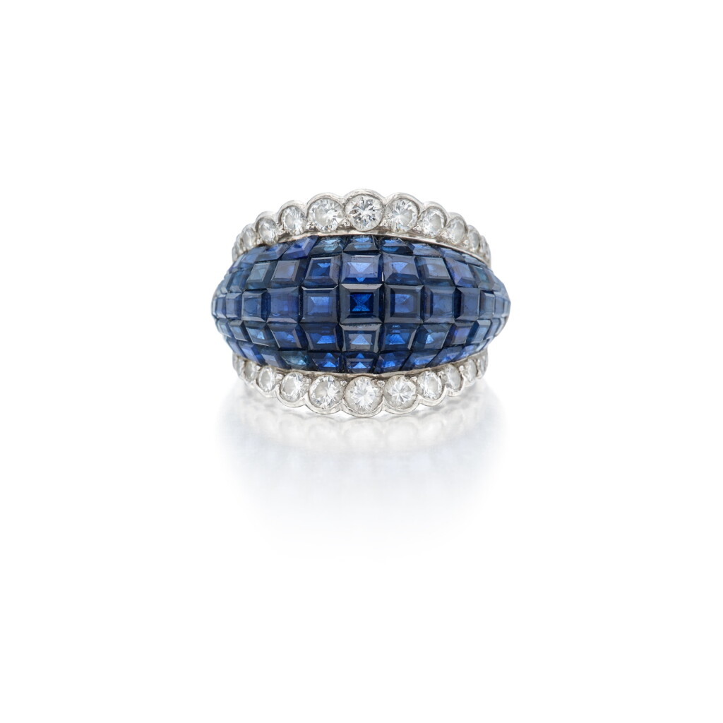 View full screen - View 1 of Lot 106. Sapphire and Diamond 'Mystery-Set' Ring.