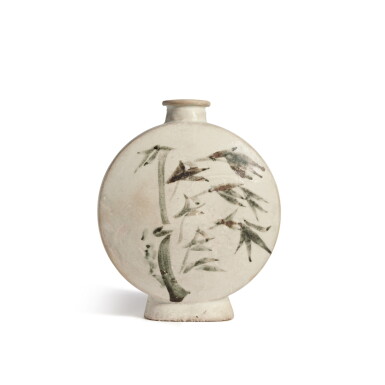 View full screen - View 1 of Lot 904. An iron-painted 'bamboo' moonflask, Joseon dynasty, 17th century.