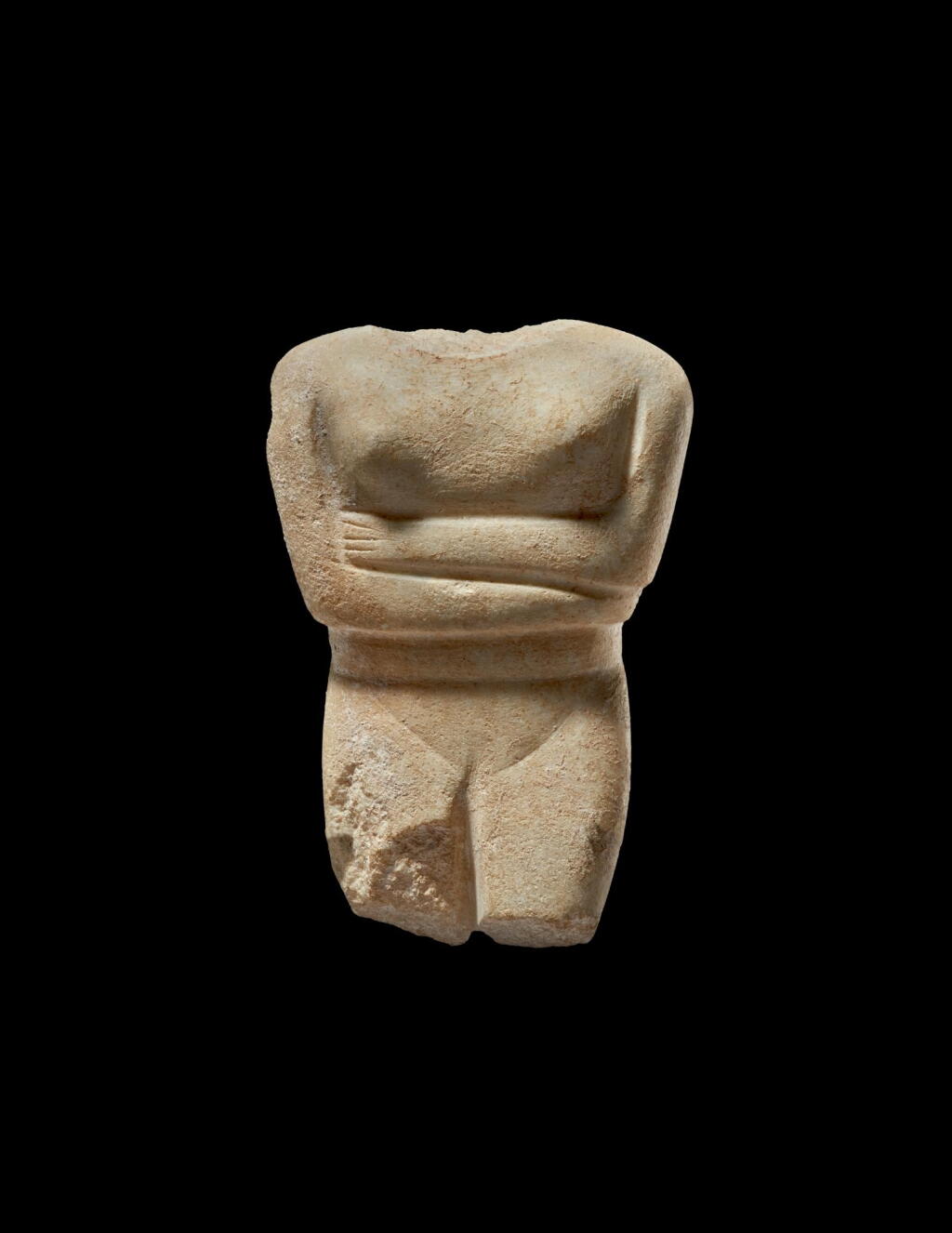 View full screen - View 1 of Lot 204. A CYCLADIC MARBLE FIGURE OF A GODDESS, EARLY BRONZE AGE II, EARLY SPEDOS, CIRCA 2700-2500 B.C..