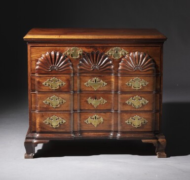 View full screen - View 1 of Lot 1515. Important Chippendale Block and Shell-Carved and Figured Mahogany Chest of Drawers, Attributed to Daniel Spencer (1741-1801), Providence, Rhode Island, Circa 1765.