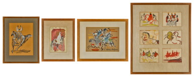 View full screen - View 1 of Lot 102. A Group of Four Works on Paper.