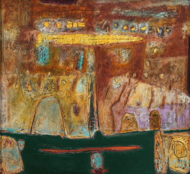 View full screen - View 1 of Lot 221. Ahmad Sadali 阿曼德·薩達利 | Landscape with creeping gold 漫溢着金色光芒的风景.