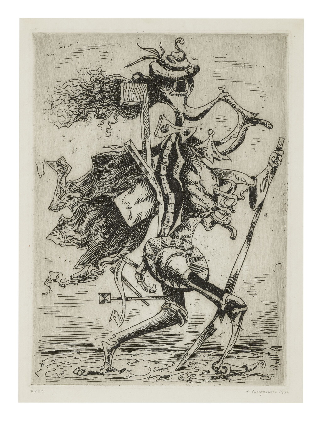 View full screen - View 1 of Lot 40. KURT SELIGMANN | JEAN SANS TERRE NETTOYÉ PAR LE VIDE (MASON 82.I.A).