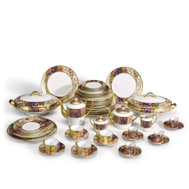 View full screen - View 1 of Lot 75. A Puiforcat ‘Hommage à G. Klimt’ pattern part dinner, tea an coffee service, Limoges, modern.