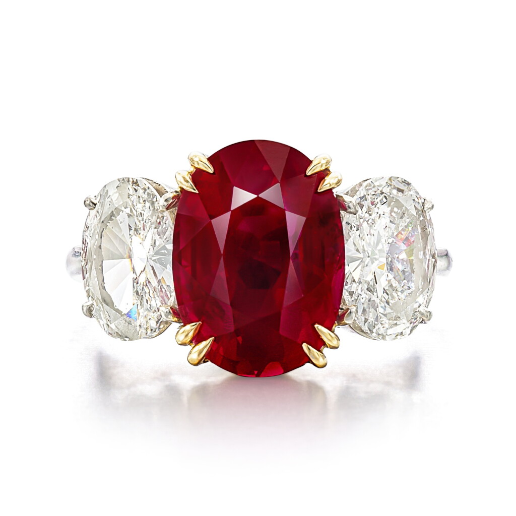 View full screen - View 1 of Lot 534. Attractive ruby and diamond ring.