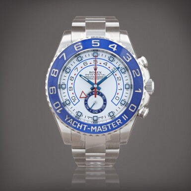 View full screen - View 1 of Lot 406. Yacht-Master II 'stickered', reference 116680 Montre bracelet chronographe Regatta countdown en acier | Stainless steel Regatta countdown chronograph wristwatch with bracelet Vers 2014 | Circa 2014.