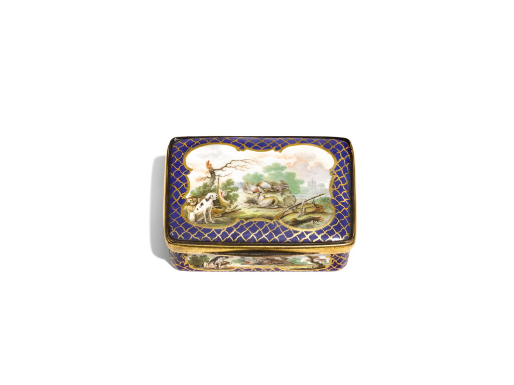 View full screen - View 1 of Lot 98. A CONTINENTAL PORCELAIN GILT-METAL-MOUNTED RECTANGULAR SNUFF BOX, SECOND HALF OF THE 18TH CENTURY, POSSIBLY NAPLES.