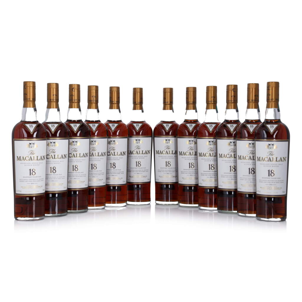 View full screen - View 1 of Lot 24. The Macallan 18 Year Old Sherry Oak 43.0 abv NV (12 Bottles 70cl).