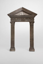 An Italian Limestone Portal Surround with a Tympanum with a Coat of Arms, Possibly Late 15th Century
