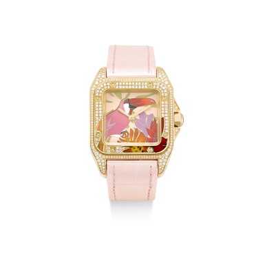 View full screen - View 1 of Lot 374. CARTIER | REFERENCE 2880L A LIMITED EDITION YELLOW GOLD AND DIAMOND-SET WRISTWATCH WITH CLOISONNÉ ENAMEL DIAL, CIRCA 2016.