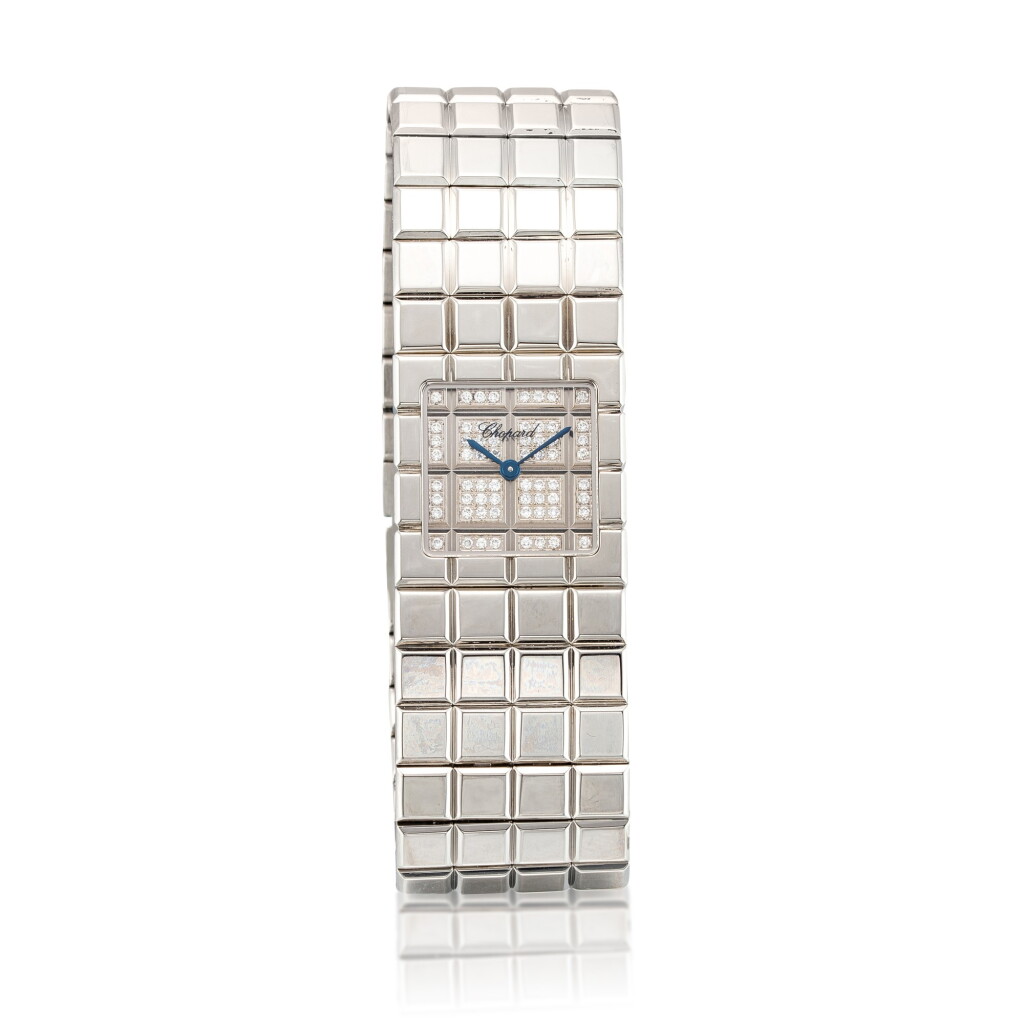 View full screen - View 1 of Lot 8070. Ice Cube | A limited edition stainless steel and diamond-set bracelet watch, Circa 2005 | 蕭邦 | Ice Cube | 限量版精鋼鑲鑽石鏈帶腕錶,約2005年製.