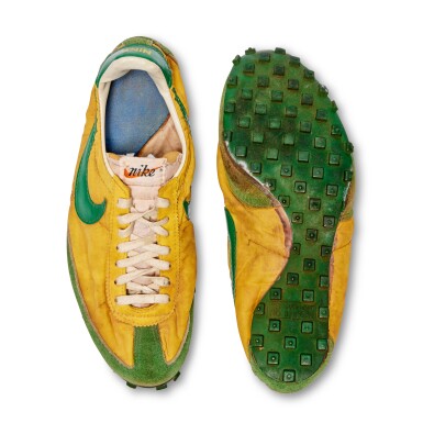 View full screen - View 1 of Lot 6. Steve Prefontaine’s Personal and Worn Nike Oregon Waffle Sneakers.