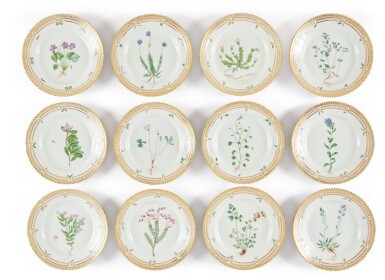 View full screen - View 1 of Lot 378. TWELVE ROYAL COPEANHAGEN 'FLORA DANICA' SIDE PLATES, MODERN.
