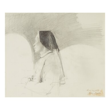 View full screen - View 1 of Lot 20. ANDREW WYETH | STUDY FOR 'TRAVELING ALONE'.