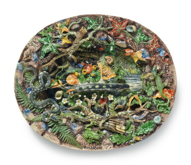 View full screen - View 1 of Lot 320. A French Pottery Palissy-Style Trompe L’oeil Oval Platter by Charles-Jean Avisseau, Circa 1850-55.