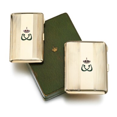 View full screen - View 1 of Lot 62. TWO ENAMEL AND SAPPHIRE CIGARETTE CASES.