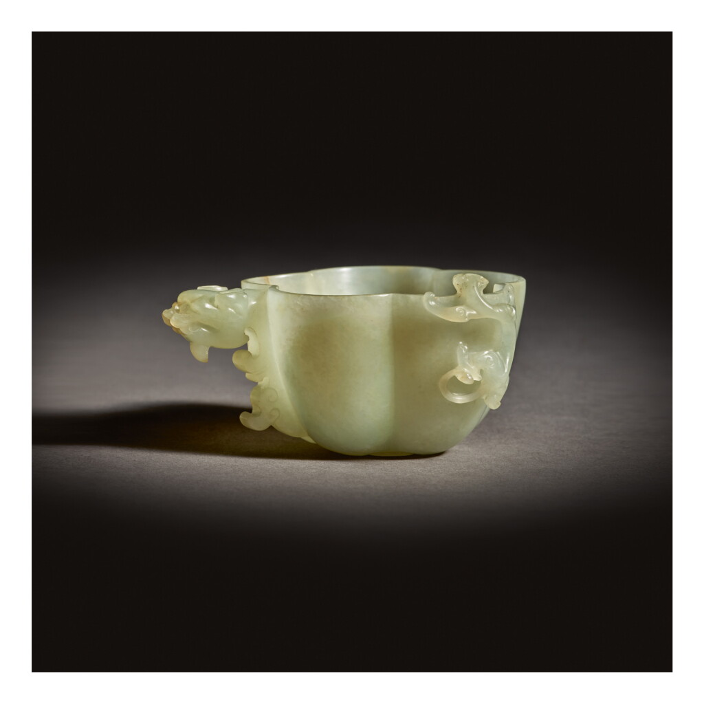 View full screen - View 1 of Lot 255. A RARE CELADON JADE 'CHILONG' WATER DROPPER, MING DYNASTY.