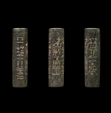 View full screen - View 1 of Lot 27. An Egyptian Serpentine Cylinder Seal, 6th Dynasty, Reign of Pepi I, circa 2289-2255 B.C. .