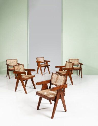 View full screen - View 1 of Lot 165. Suite de six fauteuils dits Office Cane chair.
