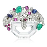 Gem set and diamond brooch, 1920s