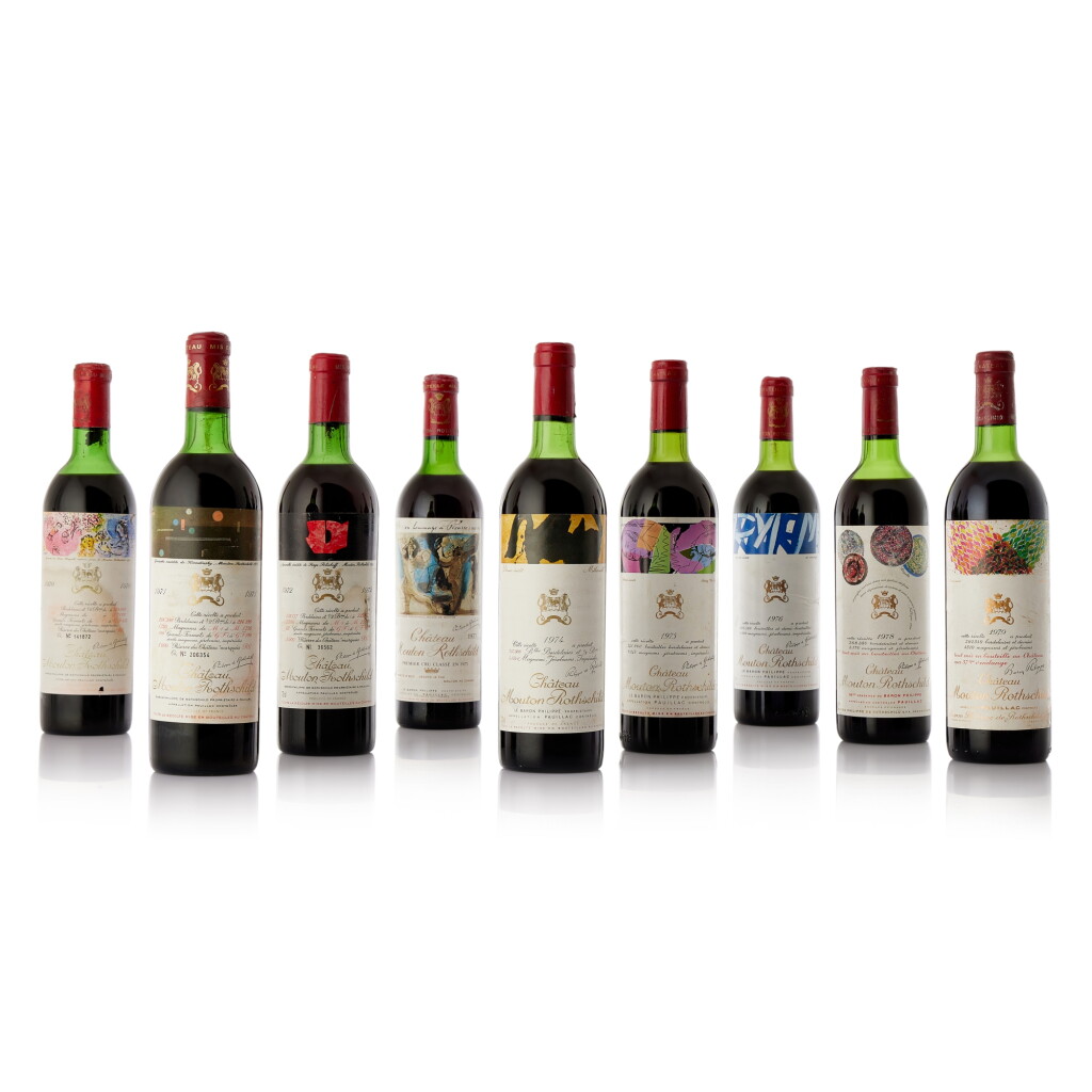 View full screen - View 1 of Lot 6268. Château Mouton Rothschild 1970s Vertical (9 BT).