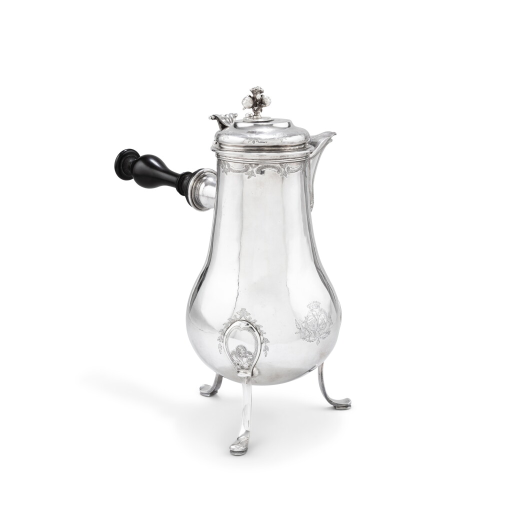 View full screen - View 1 of Lot 90. A silver chocolate pot, silversmith A.A.D, unidentified, Reims, 1771 | Chocolatière en argent, orfèvre A.A.D, non répertorié, Reims, 1771.