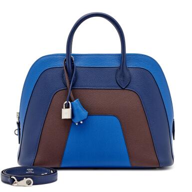 View full screen - View 1 of Lot 122. Limited Edition Bleu Frida, Bleu Saphir and Rouge Sellier Epsom Rainbow Bolide 31 Palladium Hardware, 2021.