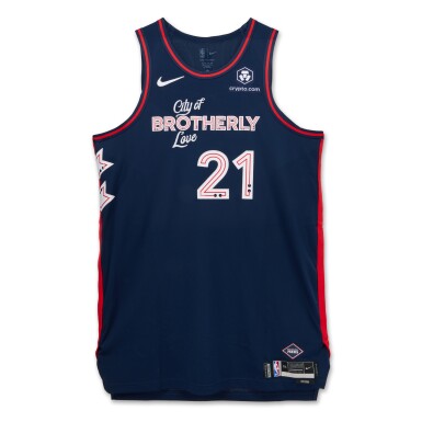 View full screen - View 1 of Lot 114. Joel Embiid Philadelphia 76ers 2023-2024 Game Worn City Edition Jersey | Triple-Double.