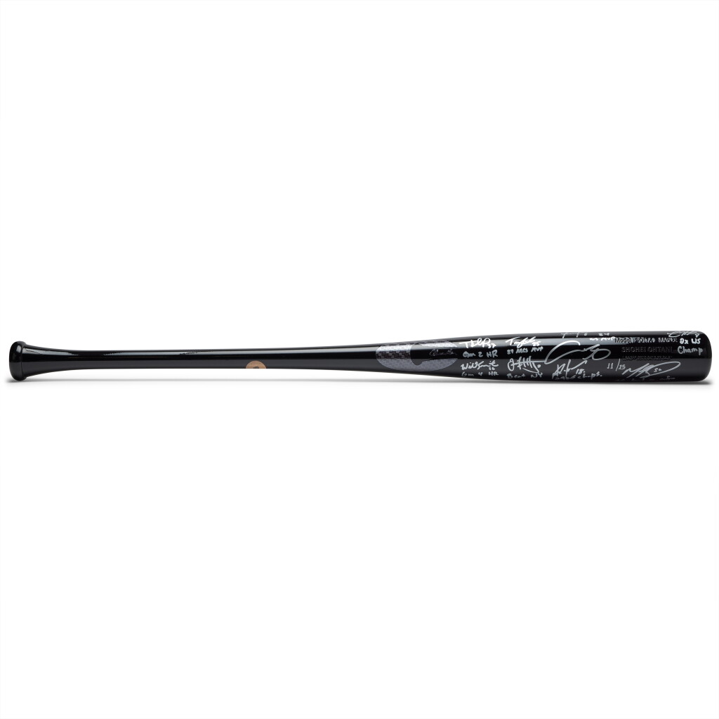 View full screen - View 1 of Lot 28. Shohei Ohtani Black Game Model Bat Signed Members of the Los Angeles Dodgers World Series 2024 Winning Team.