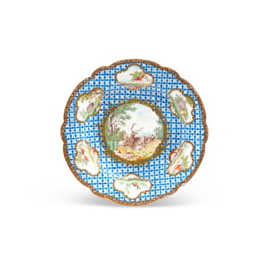 View full screen - View 1 of Lot 328. A Chantilly 'Bleu Mosaïque et Or' Plate, Circa 1753-60.