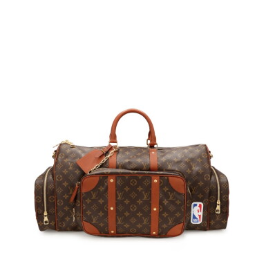 View full screen - View 1 of Lot 195. Brown Monogram Coated Canvas LVXNBA Trio Pocket Keepall Gold Hardware, 2021.