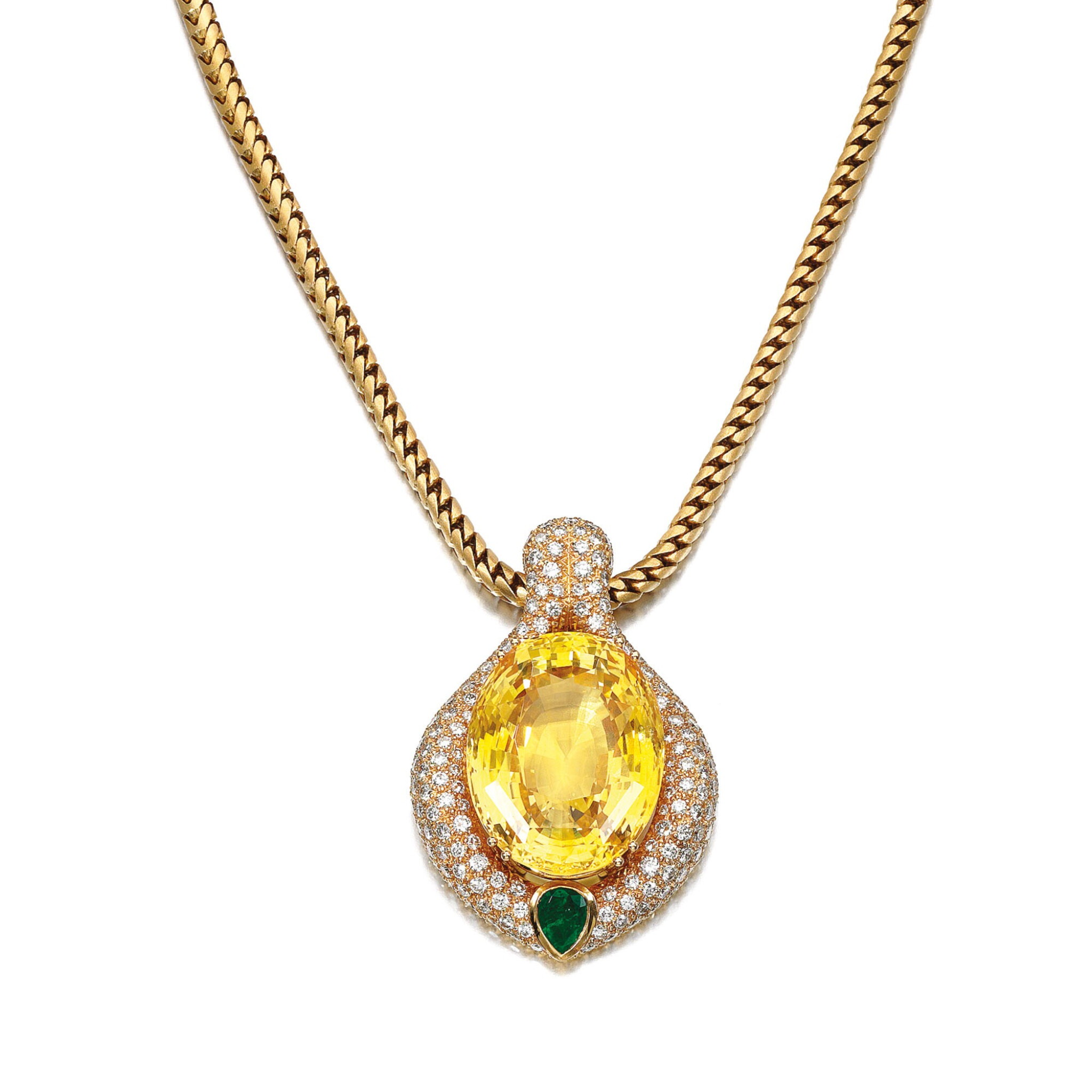Yellow Sapphire Emerald And Diamond Pendant Necklace Fine Jewels 2020 Sotheby S