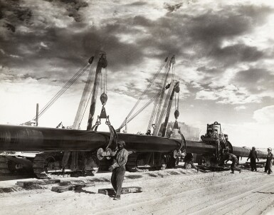 View full screen - View 1 of Lot 210. Saudi Arabia. Album of photographs of the construction of the Trans-Arabian Pipeline, 1950s.