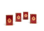Théâtre de Monsieur Danchet..., 1751. 4 volumes en maroquin rouge de l'époque aux armes du lieutenant général de police Louis Thiroux de Crosne. Édition originale.