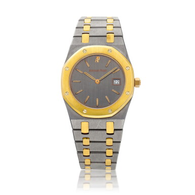 View full screen - View 1 of Lot 2213. Royal Oak, Reference 56175TR.OO.0789TR.01 | A pink gold and tantalum bracelet watch with date, Circa 1996 | 愛彼 | 皇家橡樹系列 型號56175TR.OO.0789TR.01| 粉紅金及鉭金屬鏈帶腕錶,備日期顯示,約1996年製.