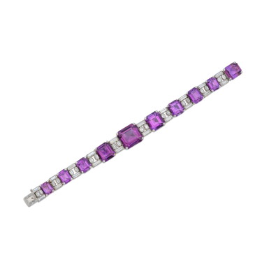 View full screen - View 1 of Lot 355. Amethyst and Diamond Bracelet, France.