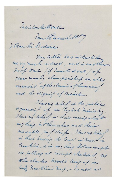 View full screen - View 1 of Lot 70. Dickens, autograph letter signed to Roderick Murchison, 1857.