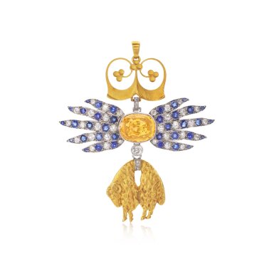 View full screen - View 1 of Lot 1018. Zircon, sapphire and diamond neck badge of the Order of the Golden Fleece, early 20th century.