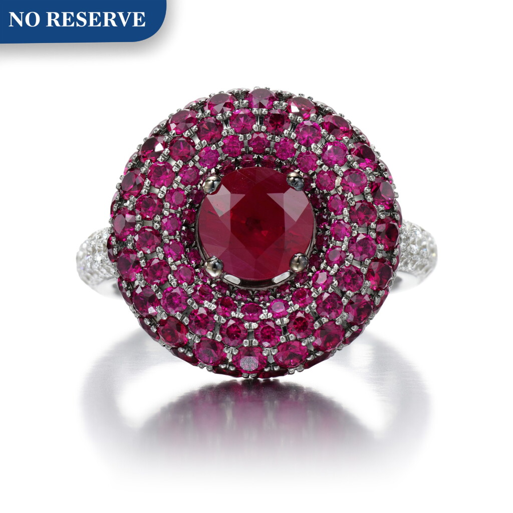 View full screen - View 1 of Lot 50. GRAFF | RUBY AND DIAMOND RING, 'HALO'.
