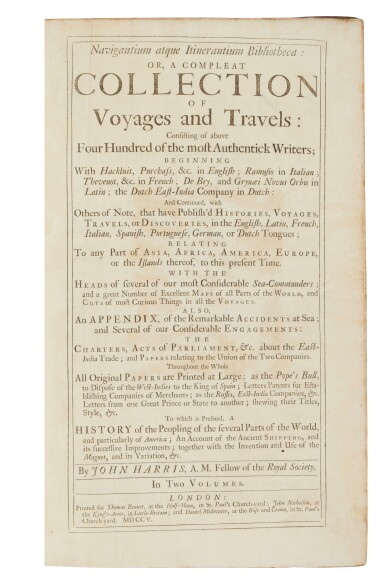 View full screen - View 1 of Lot 996. John Harris | First edition of his collection of voyages.