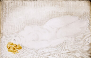 View full screen - View 1 of Lot 2836. Léonard Tsuguharu Foujita 藤田嗣治 | Portrait de Youki allongée 小雪卧姿肖像.